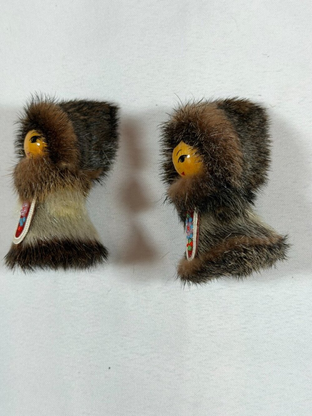 Vintage Native Inuit Arctic Set Of 3, Genuine Fur Dolls, GORGEOUS! - Picture 5 of 12